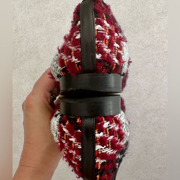 Chanel CC Logo Leather Cap Toe Multicolor Tweed Flat Loafers EU 38 US 7-7.5 - Picture 9 of 11